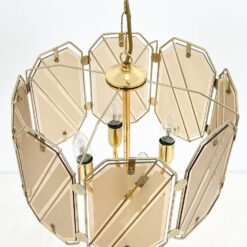 Metalinis aukso spalvos pakabinamas šviestuvas su stiklu 40x40x97 cm