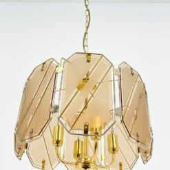 Metalinis aukso spalvos pakabinamas šviestuvas su stiklu 40x40x97 cm