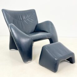 Vintažinis Leolux Echnaton odinis fotelis su pakoju 100x98x90 cm, 45 cm