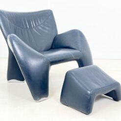 Vintažinis Leolux Echnaton odinis fotelis su pakoju 100x98x90 cm, 45 cm