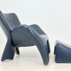 Vintažinis Leolux Echnaton odinis fotelis su pakoju 100x98x90 cm, 45 cm