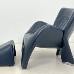 Vintažinis Leolux Echnaton odinis fotelis su pakoju 100x98x90 cm, 45 cm