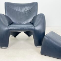 Vintažinis Leolux Echnaton odinis fotelis su pakoju 100x98x90 cm, 45 cm