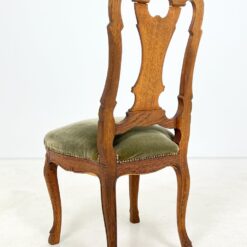 Ąžuolinės drožinėtos kėdės su žaliu veliūru 6 vnt. kompl. 51x49x105 cm, 52 cm