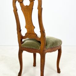 Ąžuolinės drožinėtos kėdės su žaliu veliūru 6 vnt. kompl. 51x49x105 cm, 52 cm
