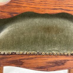 Ąžuolinės drožinėtos kėdės su žaliu veliūru 6 vnt. kompl. 51x49x105 cm, 52 cm