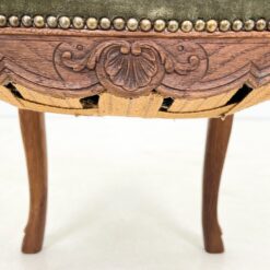 Ąžuolinės drožinėtos kėdės su žaliu veliūru 6 vnt. kompl. 51x49x105 cm, 52 cm