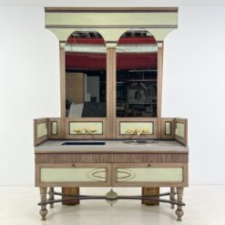 Dviejų stalčių ir praustuvų su maišytuvais vonios komoda su veidrodžiu 58x170x255 cm