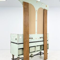 Dviejų stalčių ir praustuvų su maišytuvais vonios komoda su veidrodžiu 58x170x255 cm