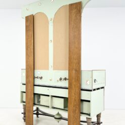 Dviejų stalčių ir praustuvų su maišytuvais vonios komoda su veidrodžiu 58x170x255 cm