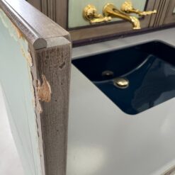 Dviejų stalčių ir praustuvų su maišytuvais vonios komoda su veidrodžiu 58x170x255 cm