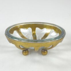 Stiklinė muilinė su žalvariniu stoveliu 10x13x5 cm