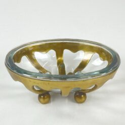 Stiklinė muilinė su žalvariniu stoveliu 10x13x5 cm