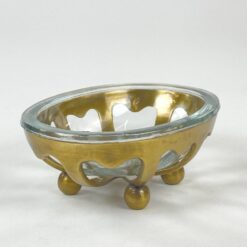 Stiklinė muilinė su žalvariniu stoveliu 10x13x5 cm