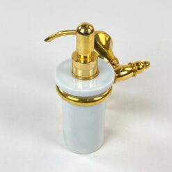 Keramikinis muilo dozatorius su žalvariniu sieniniu laikikliu 11×14,5×19 cm