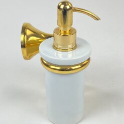 Keramikinis muilo dozatorius su žalvariniu sieniniu laikikliu 11×14,5×19 cm