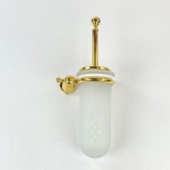 Pakabinamas, stiklinis WC šepečio laikiklis su žalvariu 12x14x39 cm