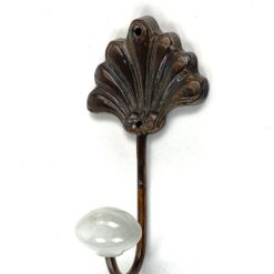 Bronzinis kriauklės formos kabliukas keramikiniu galiuku 4,5x7x13,5 cm