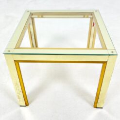 Žalvarinis kvadratinis staliukas su stiklu 46,5x46,5x37,5 cm