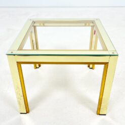 Žalvarinis kvadratinis staliukas su stiklu 46,5×46,5×37,5 cm