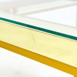 Žalvarinis kvadratinis staliukas su stiklu 46,5×46,5×37,5 cm