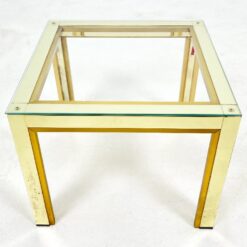 Žalvarinis kvadratinis staliukas su stiklu 46,5×46,5×37,5 cm