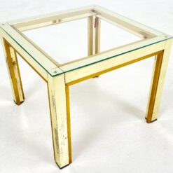 Žalvarinis kvadratinis staliukas su stiklu 46,5×46,5×37,5 cm