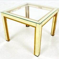 Žalvarinis kvadratinis staliukas su stiklu 46,5×46,5×37,5 cm