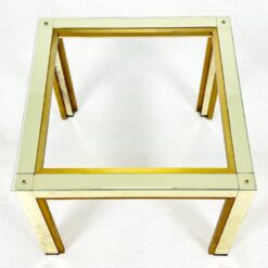 Žalvarinis kvadratinis staliukas su stiklu 46,5×46,5×37,5 cm