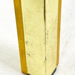 Žalvarinis kvadratinis staliukas su stiklu 46,5×46,5×37,5 cm