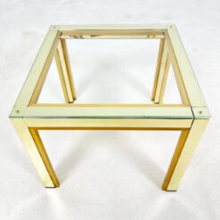Žalvarinis kvadratinis staliukas su stiklu46,5x46,5x37,5 cm