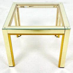 Žalvarinis kvadratinis staliukas su stiklu46,5×46,5×37,5 cm