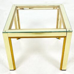 Žalvarinis kvadratinis staliukas su stiklu46,5×46,5×37,5 cm