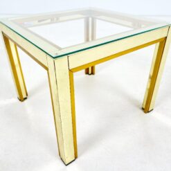 Žalvarinis kvadratinis staliukas su stiklu46,5×46,5×37,5 cm