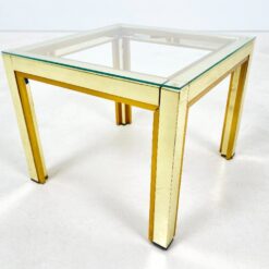 Žalvarinis kvadratinis staliukas su stiklu46,5×46,5×37,5 cm