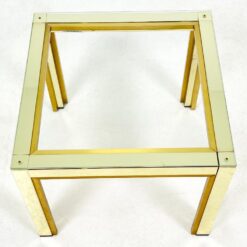 Žalvarinis kvadratinis staliukas su stiklu46,5×46,5×37,5 cm