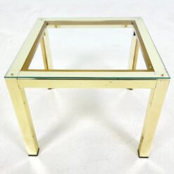 Žalvarinis kvadratinis staliukas su stiklu 46,5×46,5×37,5 cm