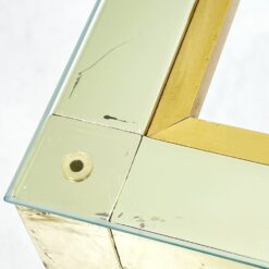 Žalvarinis kvadratinis staliukas su stiklu 46,5×46,5×37,5 cm