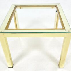 Žalvarinis kvadratinis staliukas su stiklu 46,5×46,5×37,5 cm