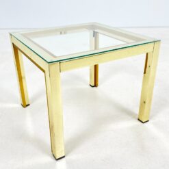 Žalvarinis kvadratinis staliukas su stiklu 46,5×46,5×37,5 cm