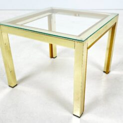 Žalvarinis kvadratinis staliukas su stiklu 46,5×46,5×37,5 cm