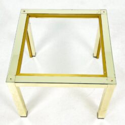 Žalvarinis kvadratinis staliukas su stiklu 46,5×46,5×37,5 cm