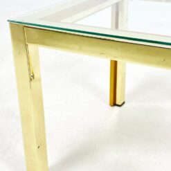 Žalvarinis kvadratinis staliukas su stiklu 46,5×46,5×37,5 cm