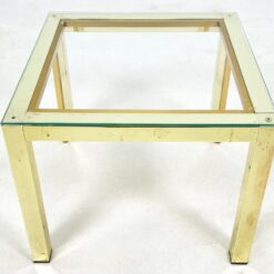 Žalvarinis kvadratinis staliukas su stiklu 46,5×46,5×37,5 cm