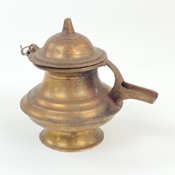 Žalvarinis senovinis aliejaus indas su snapeliu 10,5x8x9 cm