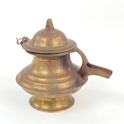 Žalvarinis senovinis aliejaus indas su snapeliu 10,5x8x9 cm