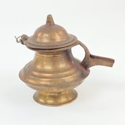 Žalvarinis senovinis aliejaus indas su snapeliu 10,5x8x9 cm