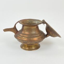 Žalvarinis senovinis aliejaus indas su snapeliu 10,5x8x9 cm