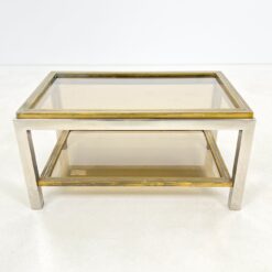 Vintažinis, metalinio rėmo su žalvariu staliukas su stiklu 50x80x41 cm