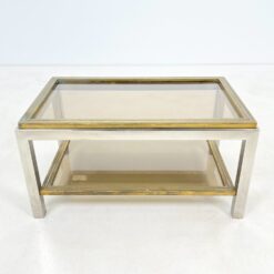 Vintažinis, metalinio rėmo su žalvariu staliukas su stiklu 50x80x41 cm